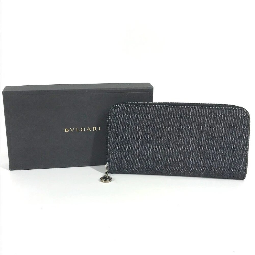 BVLGARI BVLGARI BVLGARI logo Long wallet Zip Around Long Wallet Denim blue